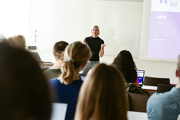 Instructor in front of class. 