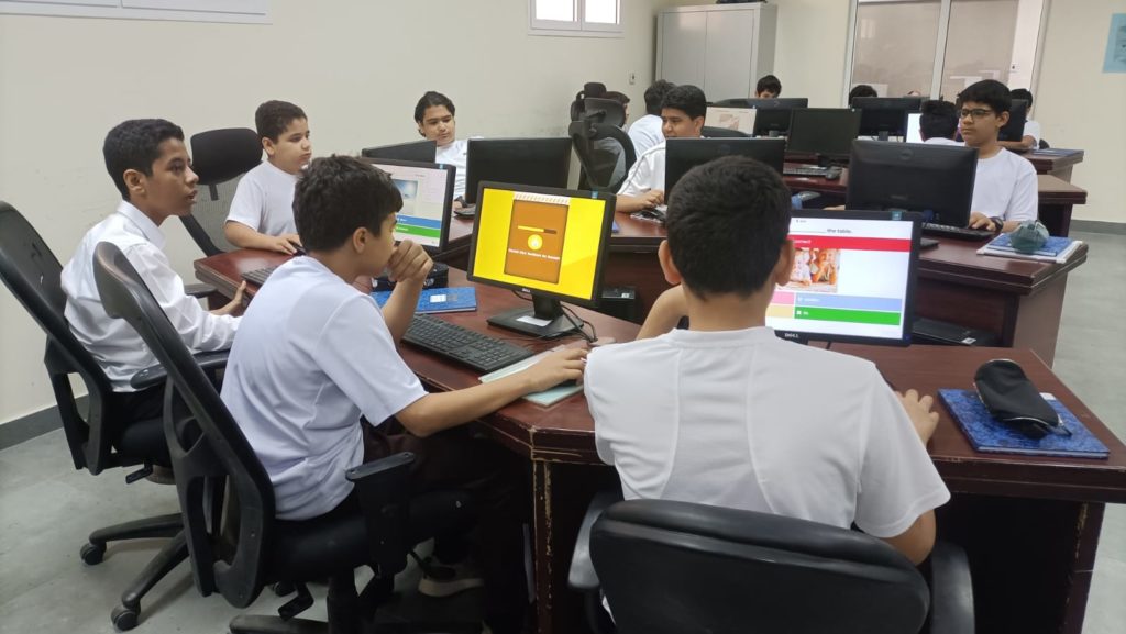 Students playing Kahoot!.